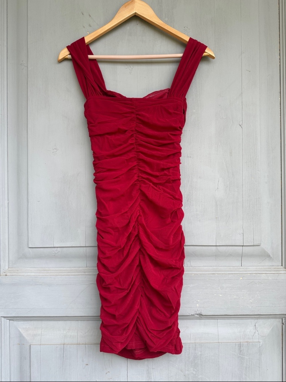 Ruched Red Sleeveless Dress - Picture 3 of 5